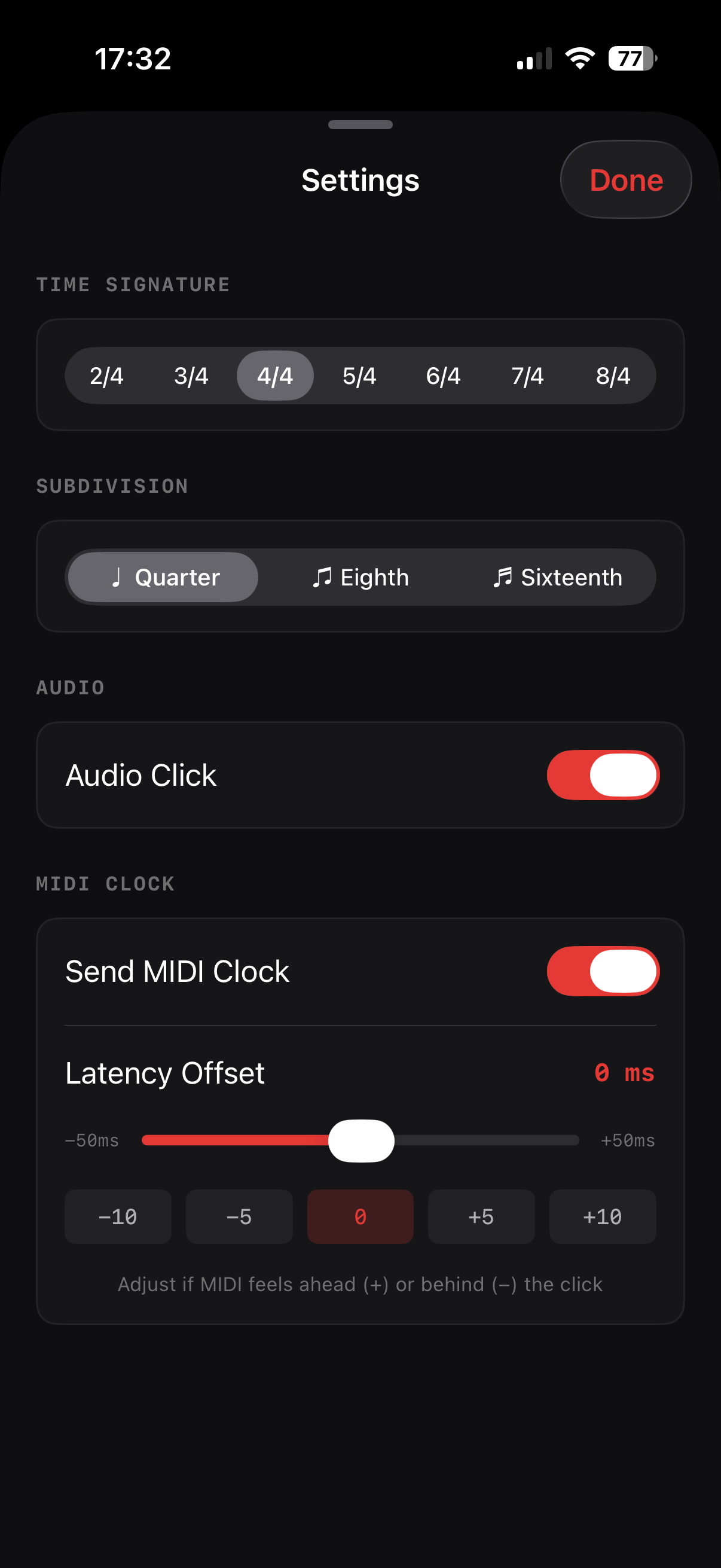 MIDI Clock and tempo settings